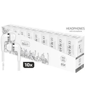 Pack 10 Auriculares Intrauditivos Tech One TEC2955/ con Micrfono/ Jack 3.5/ Blancos