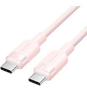 Cable USB 2.0 Tipo-C 3A Vention TRDPF/ USB Tipo-C Macho - USB Tipo-C Macho/ Hasta 60W/ 480Mbps/ 1m/ Rosa