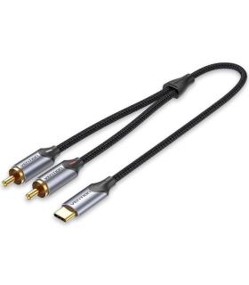 Cable Conversor Vention BGUHF/ 2x RCA Macho - USB Tipo-C Macho/ 1m/ Gris