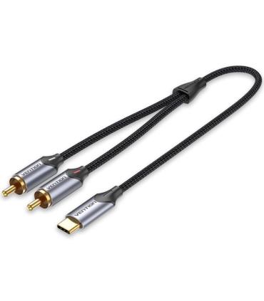 Cable Conversor Vention BGUHH/ 2x RCA Macho - USB Tipo-C Macho/ 2m/ Gris