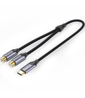 Cable Conversor Vention BGVHD/ 2x RCA Hembra - USB Tipo-C Macho/ 50cm/ Gris