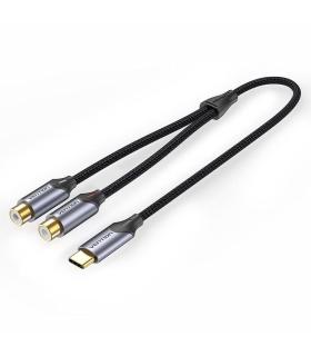 Cable Conversor Vention BGVHG/ 2x RCA Hembra - USB Tipo-C Macho/ 1.5m/ Gris