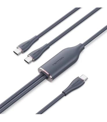 Cable USB 2.0 Tipo-C Vention CTMBG/ USB Tipo-C Macho - 2 x USB Tipo-C Macho/ Hasta 100W/ 480Mbps/ 1.5m/ Negro