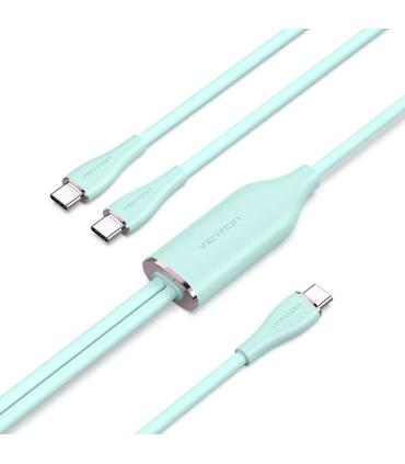 Cable USB 2.0 Tipo-C Vention CTMGG/ USB Tipo-C Macho - 2 x USB Tipo-C Macho/ Hasta 100W/ 480Mbps/ 1.5m/ Verde