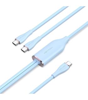 Cable USB Tipo-C Vention CTMSG/ USB Tipo-C Macho - 2 x USB Tipo-C Macho/ Hasta 100W/ 480Mbps/ 1.5m/ Azul