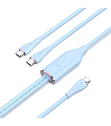 Cable USB Tipo-C Vention CTMSG/ USB Tipo-C Macho - 2 x USB Tipo-C Macho/ Hasta 100W/ 480Mbps/ 1.5m/ Azul