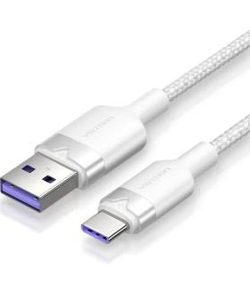 Cable USB 2.0 Tipo-C Vention CTOWF/ USB Tipo-C Macho - USB Macho/ Hasta 100W/ 480Mbps/ 1m/ Blanco