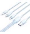 Cable USB 2.0 Lightning Vention CTRLG/ USB Macho/ USB Tipo-C Macho - MicroUSB Macho - Lightning Macho/ 1.5m/ Azul