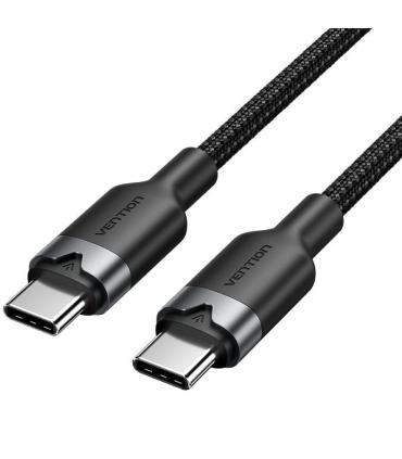 Cable USB 2.0 Tipo-C 3A Vention TRDBF/ USB Tipo-C Macho - USB Tipo-C Macho/ Hasta 60W/ 480Mbps/ 1m/ Negro