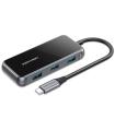 Hub USB Tipo-C Vention TFDHB/ 4xUSB/ 1xUSB Tipo-C PD/ Gris