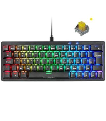 Teclado Gaming Mecnico Mars Gaming MKMINIPRO/ Switch Amarillo/ Negro