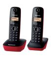 Telfono Inalmbrico Panasonic KX-TG1612/ Pack DUO/ Negro Y Rojo