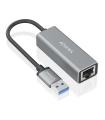 AISENS Conversor USB 3.0 a ethernet Gigabit 10/100/1000 Mbps, Gris, 15cm