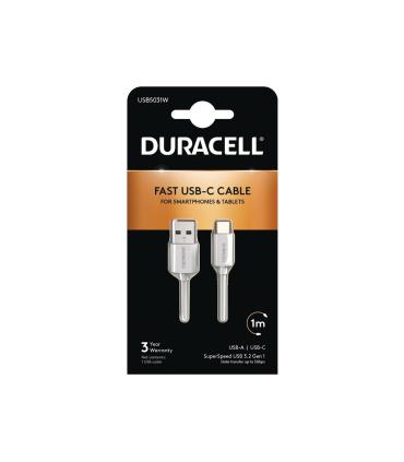 Duracell USB5031W cable USB 3.2 Gen 1 (3.1 Gen 1) 1 m USB A USB C Blanco