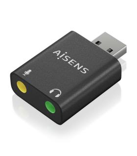 AISENS Conversor USB-A a Audio 48KHz, USB-A M-2xJack 3.5 H, Negro