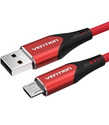 Cable USB 2.0 Vention COARF/ USB Macho - MicroUSB Macho/ Hasta 60W/ 480Mbps/ 1m/ Rojo