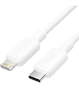 Cable USB 2.0 Tipo-C Lightning Vention LAKWF/ USB Tipo-C Macho - Lightning Macho/ Hasta 27W/ 480Mbps/ 1m/ Blanco