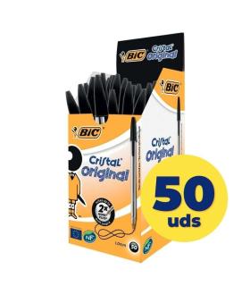 Caja de Bolgrafos de Tinta de Aceite Bic Cristal Original 8373639/ 50 unidades/ Negros