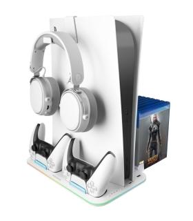 Soporte Multifuncin RGB para PS5 Mars Gaming MPS5-B2/ Blanco