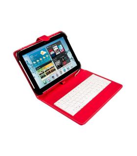 SilverHT Funda con teclado para tablets de 9 a 10'1 pulgadas Rojo y Blanco