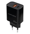 Nanocable Cargador USB-C/PD + USB-A/QC 20W, Negro