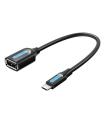 Cable USB 2.0 Vention CCUBB/ MicroUSB Macho - USB Hembra/ 480Mbps/ 15cm/ Negro