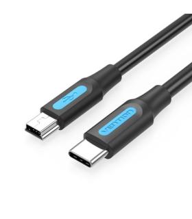 Cable USB 2.0 Tipo-C Vention COWBD/ USB Tipo-C Macho - MiniUSB Macho/ Hasta 10W/ 480Mbps/ 50cm/ Negro