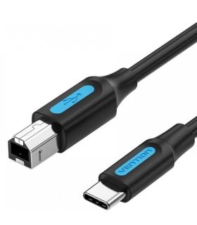 Cable USB 2.0 Impresora Vention CQUBF/ USB Tipo-B Macho - USB Tipo-C Macho/ 480Mbps/ 1m/ Negro