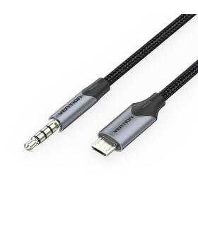 Cable Conversor Estreo Vention BDGBF/ MicroUSB Macho - Jack 3.5 Macho/ 1m/ Negro