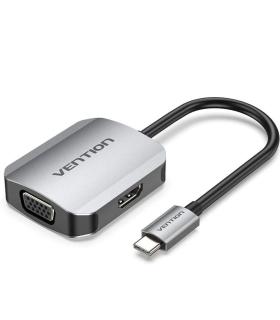 Conversor Vention TDIHB/ USB Tipo-C Macho/ VGA Hembra - HDMI Hembra/ 15cm/ Plata