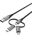 Cable USB 2.0 Tipo-C Vention CQJHG/ USB Macho/ USB Tipo-C Macho - MicroUSB Macho - Lightning Macho/ 480Mbps/ 1.5m/ Gris