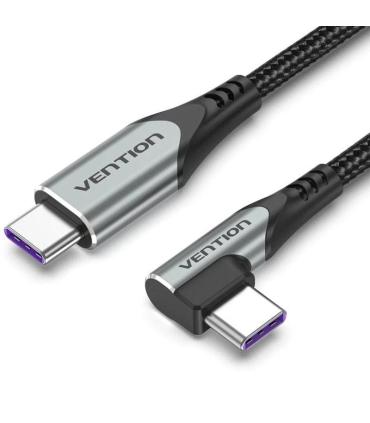 Cable USB 2.0 Tipo-C 90 Vention TAKHD/ USB Tipo-C Macho - USB Tipo-C Macho/ Hasta 100W/ 480Mbps/ 50cm/ Gris