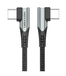 Cable USB 2.0 Tipo-C 90 Vention TANHD/ USB Tipo-C Macho - USB Tipo-C Macho/ Hasta 100W/ 480Mbps/ 50cm/ Gris