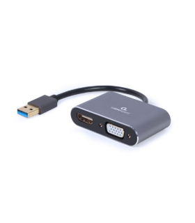 ADAPTADOR DE PANTALLA GEMBIRD USB A HDMI , VGA, GRIS ESPACIAL