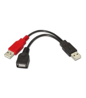 AISENS A101-0030 cable USB USB 2.0 0,15 m 2 x USB A USB A Negro, Rojo