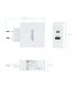 TooQ Cargador de Pared doble puerto USB-C PD + USB A QC3.0, 48W