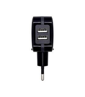 AISENS Cargador USB 17W 5V 3.4A, 2xUSB Con Control AI, Negro