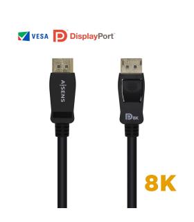 AISENS Cable Displayport Certificado V1.4 8k@60hz, DP M-DP M, Negro, 1.0m