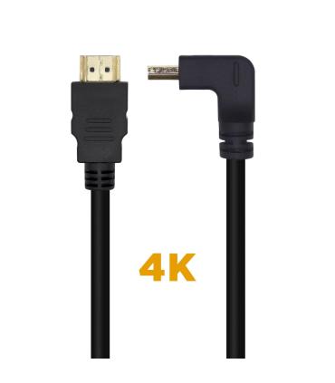 AISENS Cable HDMI V2.0 Acodado Premium Alta Velocidad   HEC 4K@60Hz 18Gbps, A M-A M, Negro, 2.0m