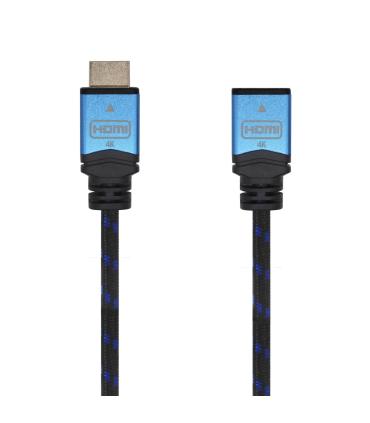 AISENS Cable HDMI V2.0 Prolongador Premium Alta Velocidad   HEC 4K@60Hz 18Gbps, A M-A H, Negro Azul, 3.0m