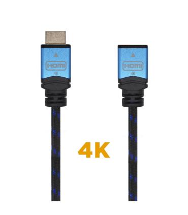 AISENS Cable HDMI V2.0 Prolongador Premium Alta Velocidad   HEC 4K@60Hz 18Gbps, A M-A H, Negro Azul, 3.0m