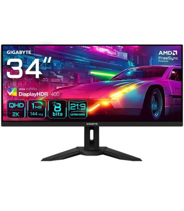 GIGABYTE M34WQ 34" Monitor de Juego WQHD - 3440 x 1440, 144Hz, 1ms, 400 cd m², FreeSync Premium, DisplayHDR400, HDMI 2.0,