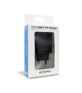 AISENS Cargador USB-C PD 3.0 1 Puerto 1x USB-C 20 W, Negro