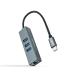 Nanocable Conversor USB-C a Ethernet Gigabit + 3XUSB 3.0, Aluminio, Gris, 15 cm