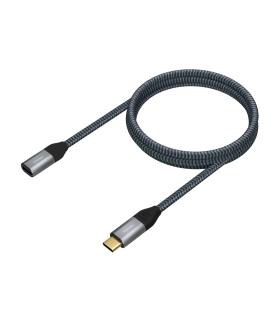 AISENS Cable USB 3.2 Gen2X2 Aluminio 20Gbps 5A 100W, Tipo USB-C M-USB-C H, Gris, 1.0M