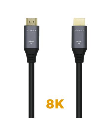 AISENS Cable HDMI V2.1 Ultra Alta Velocidad   HEC 8k@60Hz 48Gbps, A M-A M, Gris Negro, 0.5m