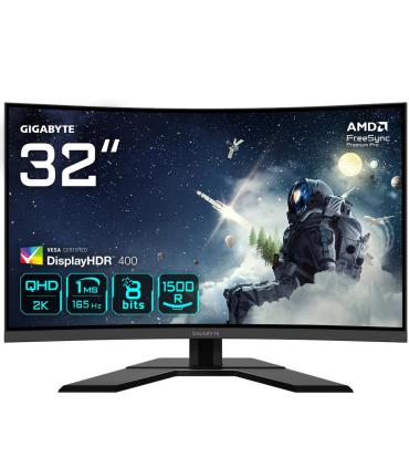 GIGABYTE G32QC A 31.5" Monitor de Juego Curvo QHD - 2560 x 1440, 1500R, 165Hz, 1ms, 350 cd m², FreeSync Premium Pro, Display