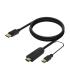 AISENS Cable Conversor Activo HDMI 2.0 + USB Alim. a DISPLAYPORT V1.2, HDMI M-USB M-DP M, Negro, 1.8M