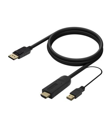 AISENS Cable Conversor Activo HDMI 2.0 + USB Alim. a DISPLAYPORT V1.2, HDMI M-USB M-DP M, Negro, 1.8M