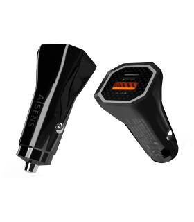 AISENS Cargador de Coche 38W,1XUSB-C PD3.0 20W,1XUSB-A QC3.0 18W, Negro